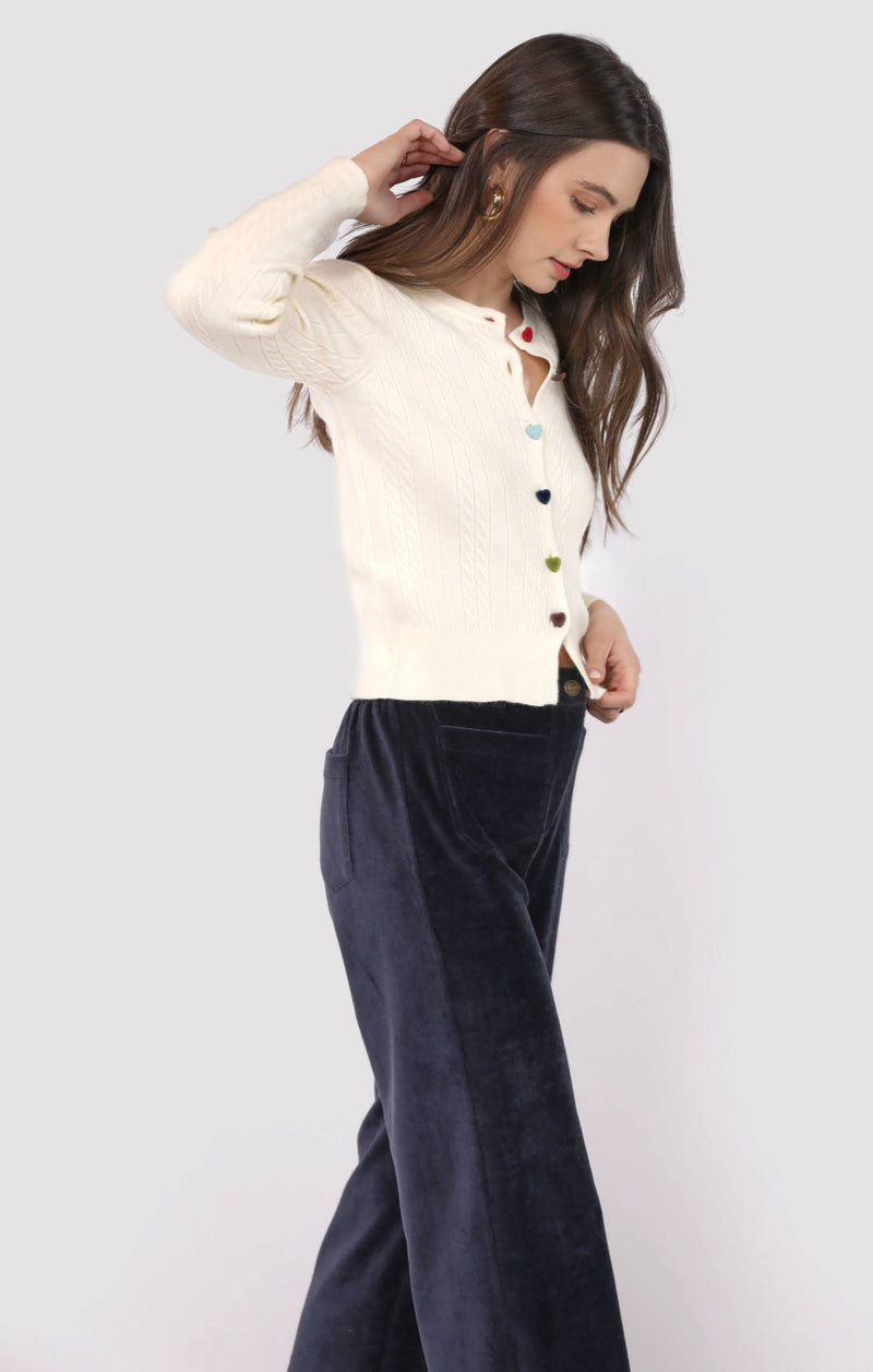Mochi Heart Button Front Cardigan