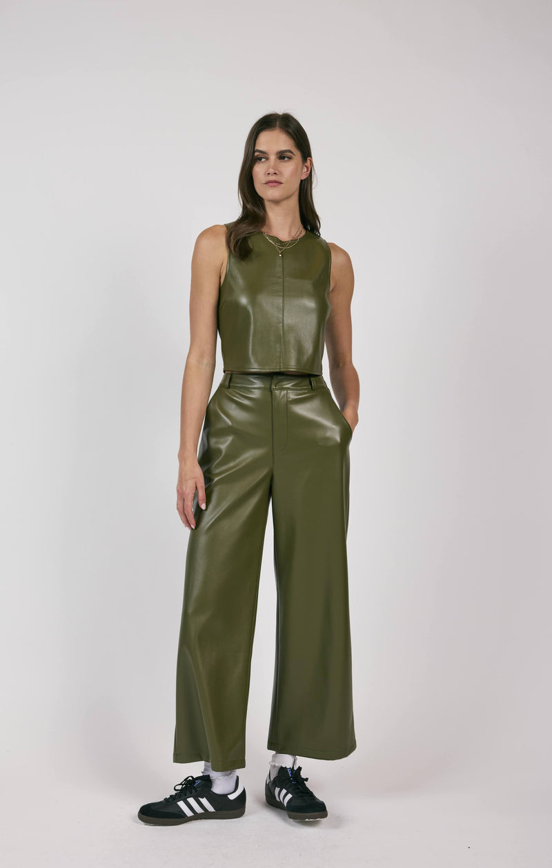 Olive Faux Leather Pant