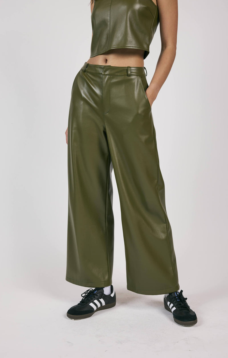 Olive Faux Leather Pant