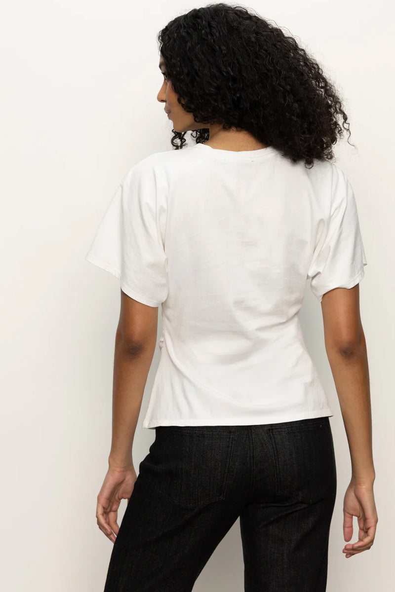 Shirred Waist Dolman Tee in White