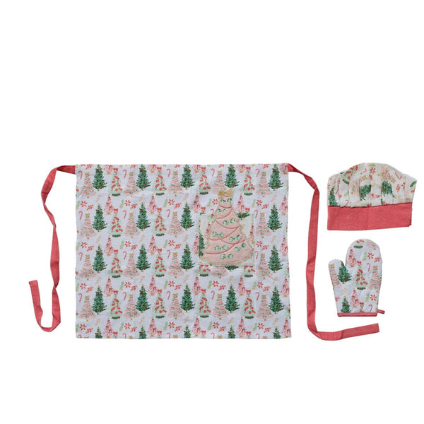 Child Apron with Chef Hat, and Oven Mitt