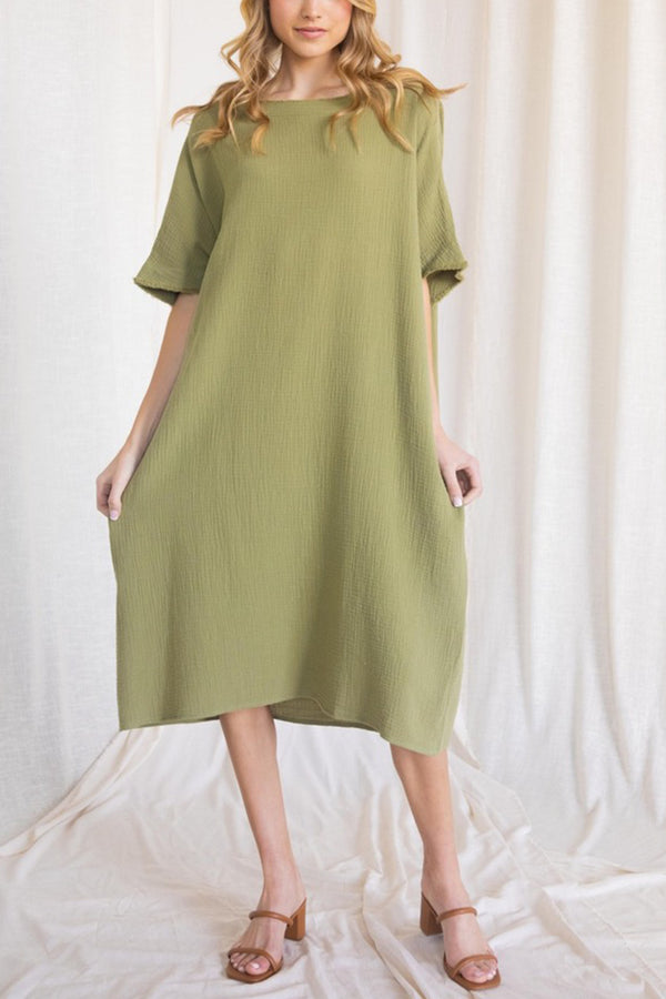 Bondi Cotton Tunic Dress in Green