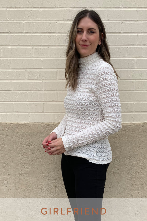 Creme Lace Mock Top
